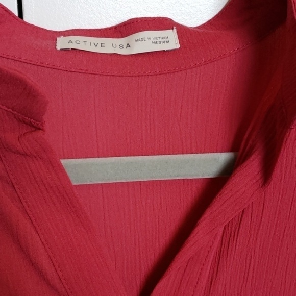 Active USA Plum Pink sheer blouse, size M - Picture 5 of 6